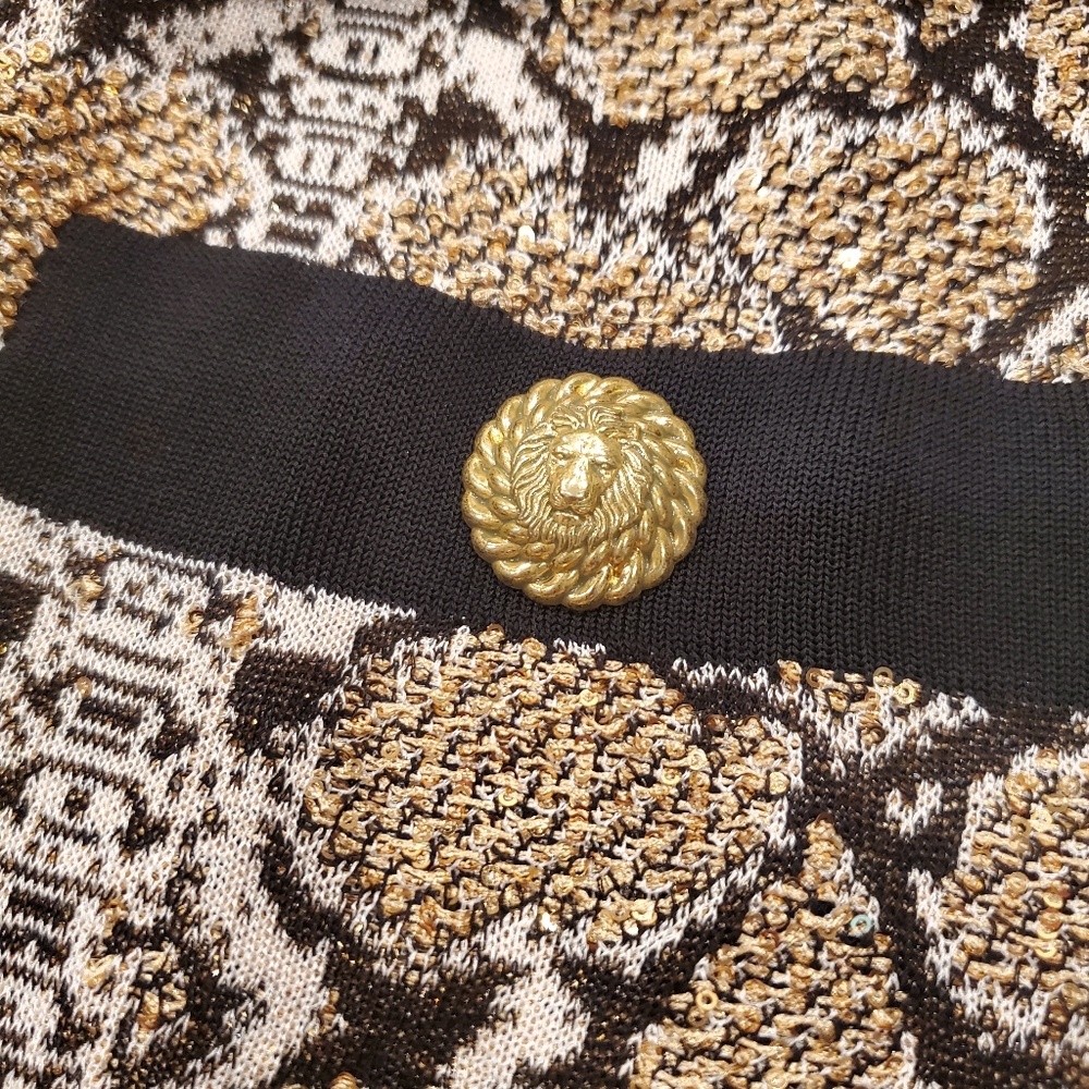 NWT$2,890 Balmain Sequined Python Print  Cardigan Top Sweater Sz FR42 (US Large) - Picture 6 of 15